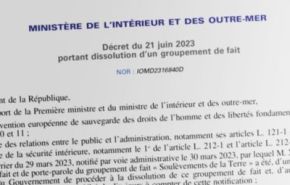 Extrait du décret du 21 juin 2023 portant dissolution d'un groupement de fait